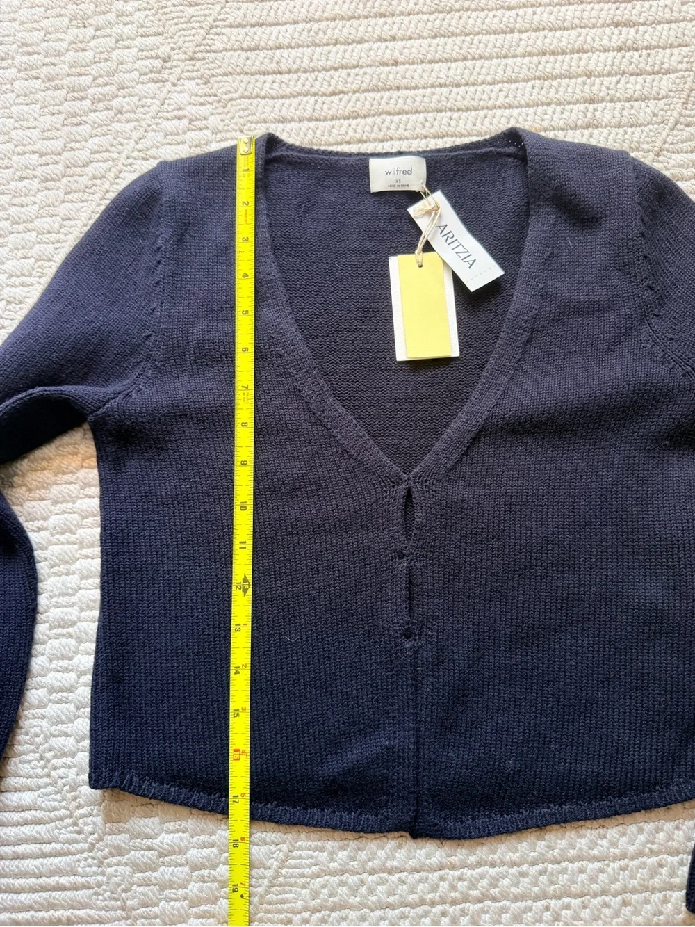 ARITZIA Wilfred Basque Cardigan XS Content: 55% wool, 45% cotton navy